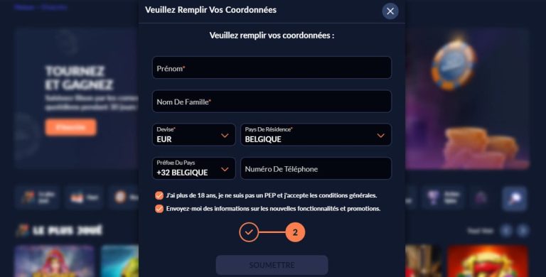 Bison Casino création compte