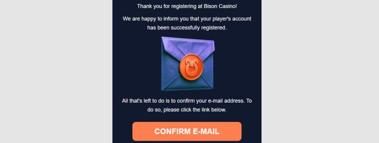 Bison Casino mail confirmation