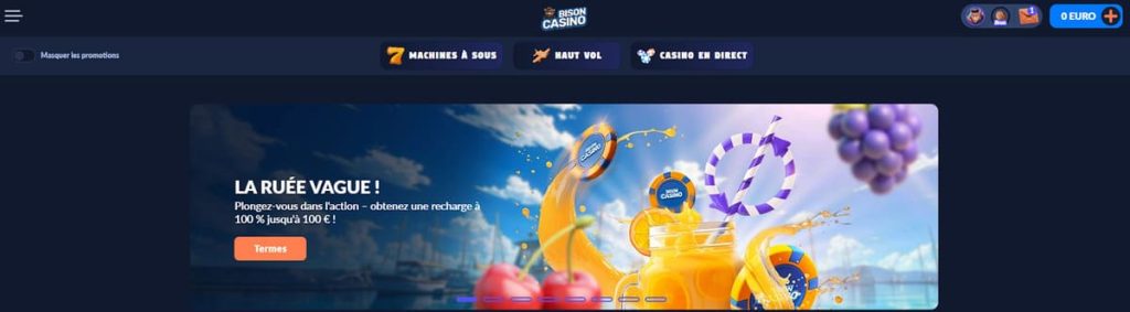 Bison Casino page accueil